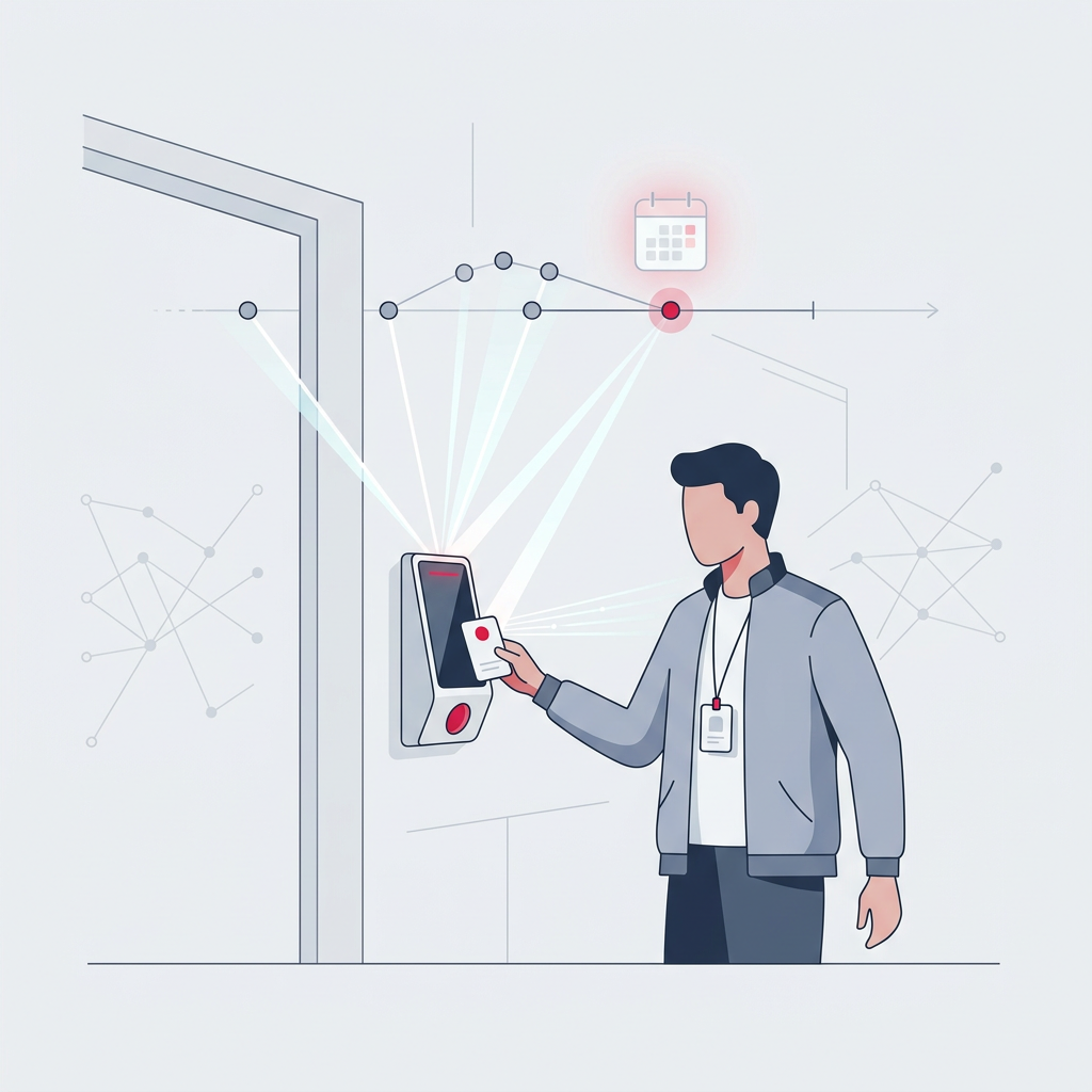 Hand inserting a digital key into a Raixer smart lock, symbolizing the 'date of issue' and access control.